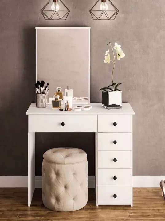 Wooden Dressing table, White Multi Storage
Vanity Table with Mirror / 6 drawers / Dresing Table for Girls /
Bedroom Makeup Vanity/ Home Decor / Stylish
Dressing table Customized Product | Daraz.pk